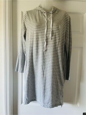 Gray & White Striped Hooded Dress size medium Polo Ralph Lauren